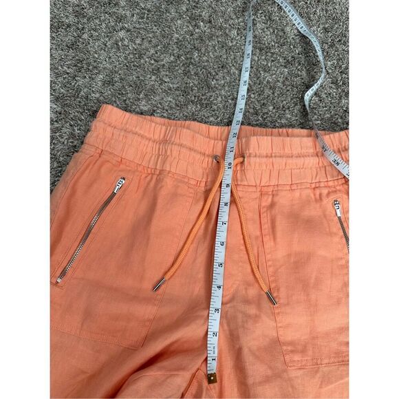 Athleta Cabo Linen Jogger Pants Women’s 8 M peach orange drawstring pockets - Picture 7 of 11